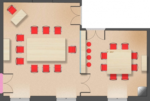 Room seating plan and its client lounge
